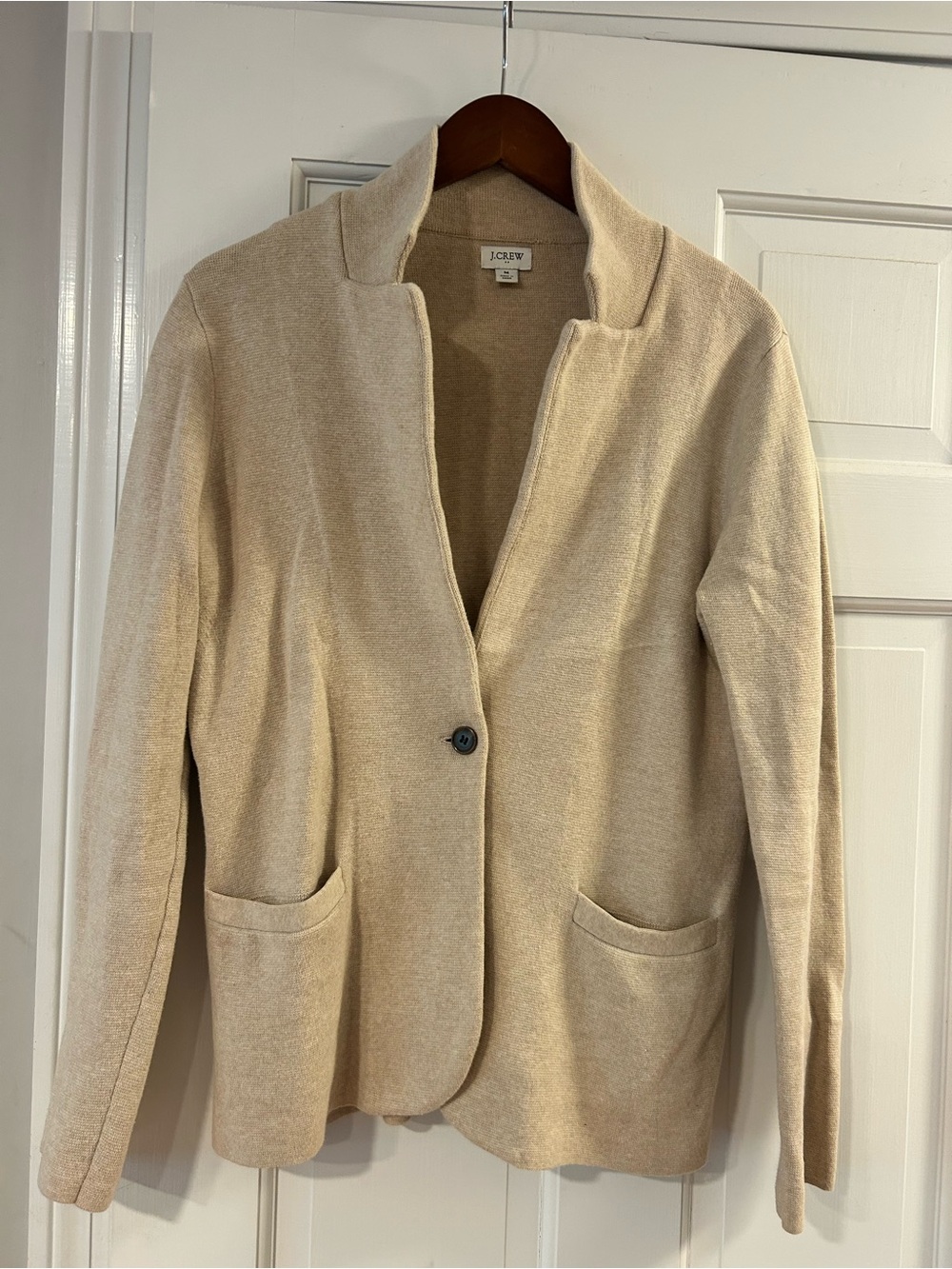 J. Crew Women's Beige Single-Button Knit Blazer